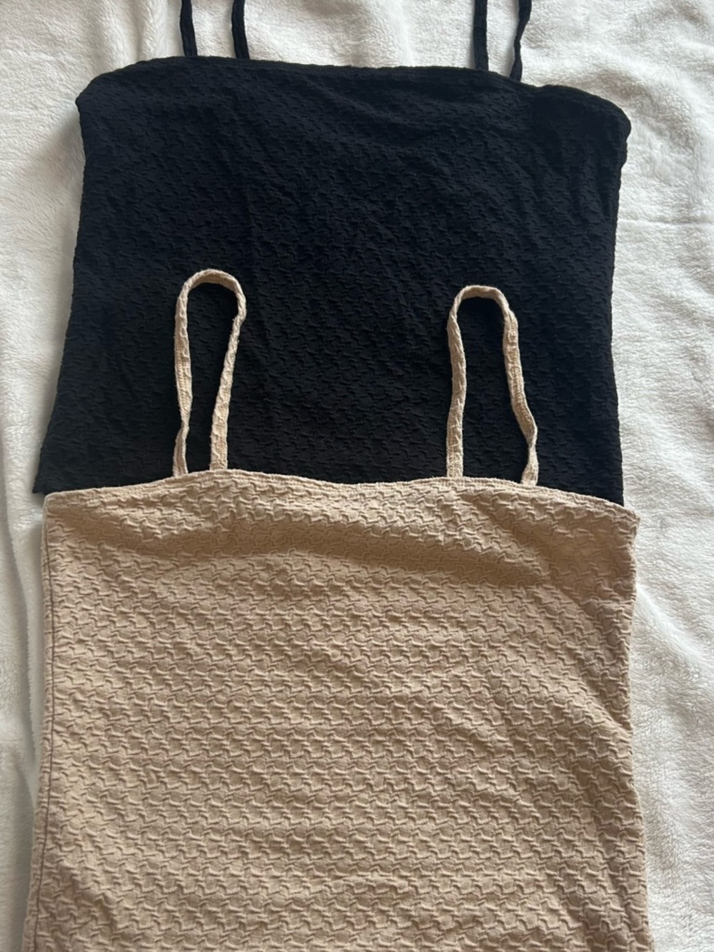 Hollister Textured Spaghetti-Strap Tube Tops in Black & Beige